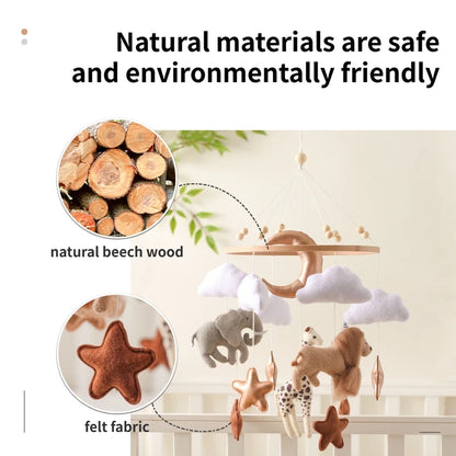 Baby Mobile Crib Bed Bell Musical Rattles Toys Soft Felt Cartoon Animal for Infants Nursery Mobiles Forest Animals Crib Toys