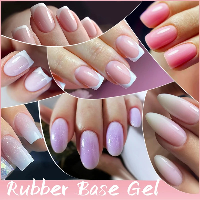 UR SUGAR 7ml Pale Pink Rubber Base Gel Nude Color Semi Permant Soak Off UV LED Self-leveling Gel Varnishes Great Coverage
