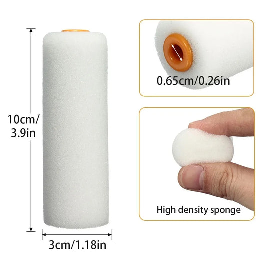 10PCS 100mm Mini White Durable Foam Paint Roller Sleeves Painting Decorating Sponge Rollers Art Sets Painting Supplies