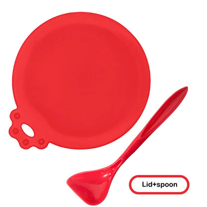 Reusable Pet Food Can Cover and Spoon Portable 2pcs/set  Dogs Cat Storage Tin Cap Lid Seal Cover Health Pet Supplies Pet Lids Ca