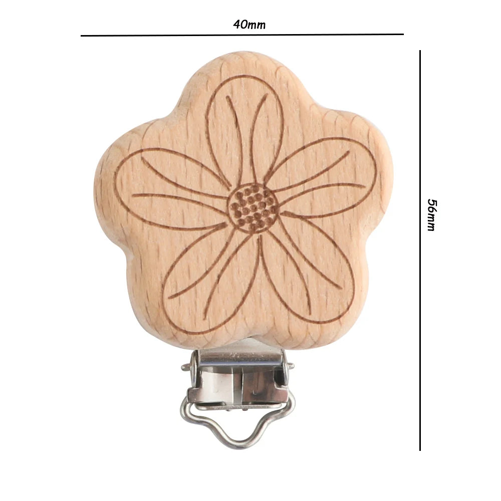 Kovict 5Pcs 19 Styles Beech Wooden Clips Metal Bracket DIY Pacifier Chain Handmade Crafts Accessories