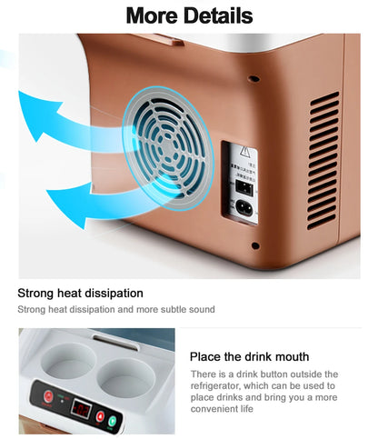 Car Refrigerator 15L Mini Fridge Refrigeration/Heat 12V/24V Green and Energy Efficient Multi-Purpose Auto/Home Refrigerator