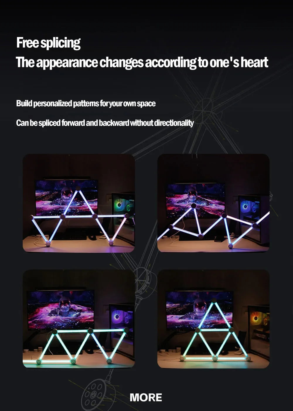 Smart LED Wall Light RGB IC Strip DIY Atmosphere Night Light APP Music Party TV Backlight Bedroom Game Room Decor Night Lights