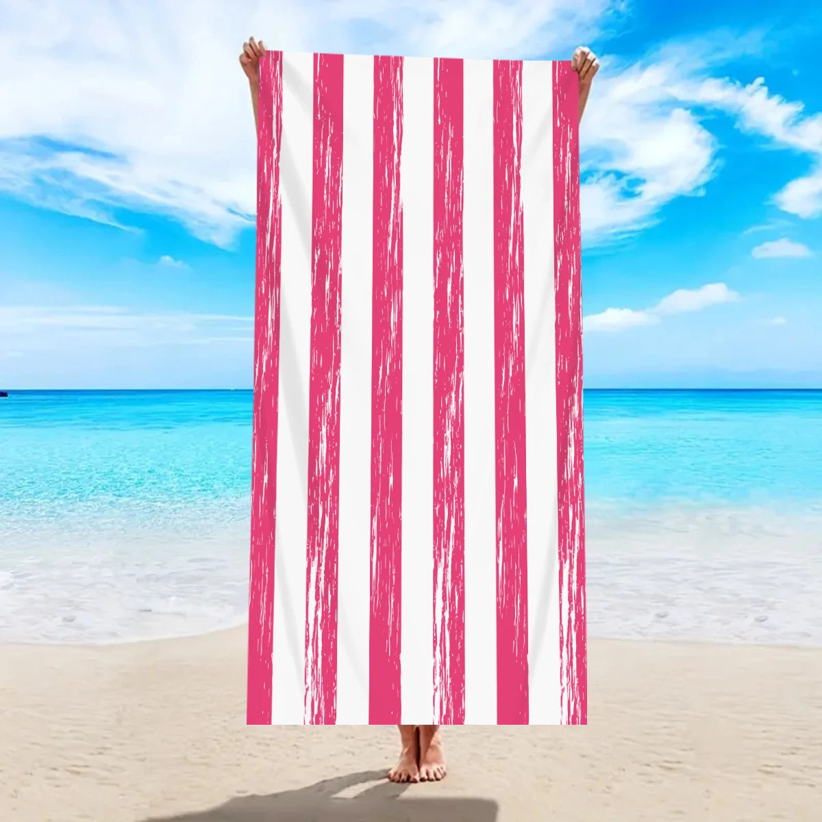 1pc Striped beach towels, ultra-fine fiber beach towels, multifunctional beach towels for swimming and shower rooms