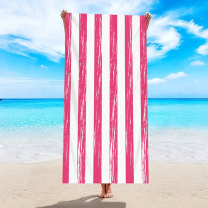 1pc Striped beach towels, ultra-fine fiber beach towels, multifunctional beach towels for swimming and shower rooms
