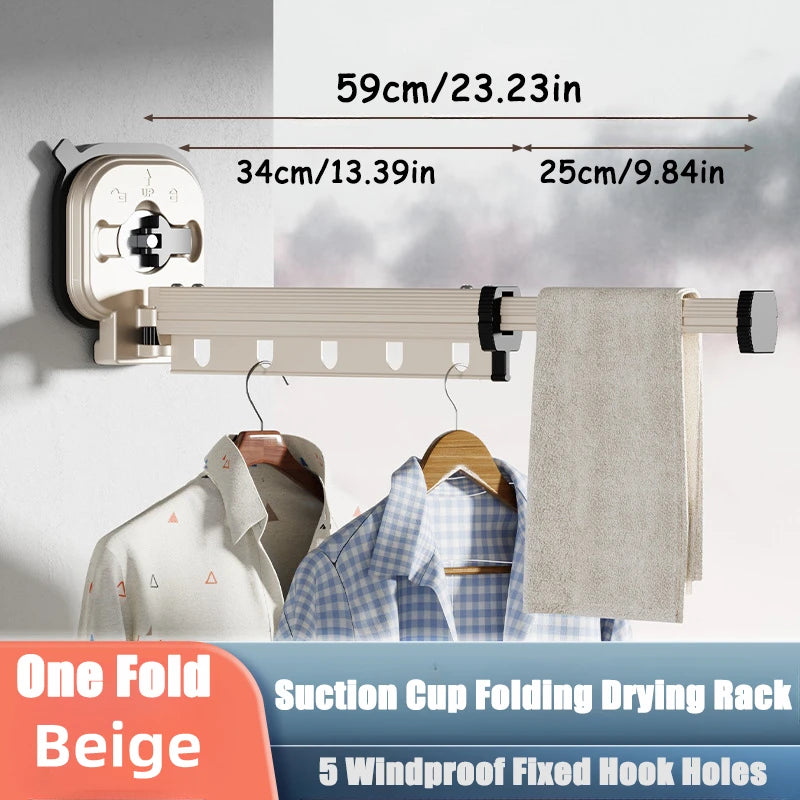 Retractable Clothes Hanger Wall Mounted No Punching Laundry Drying Rack Foldable Drying Racks Space Saving For Bathroom Balcony