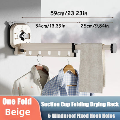 Retractable Clothes Hanger Wall Mounted No Punching Laundry Drying Rack Foldable Drying Racks Space Saving For Bathroom Balcony