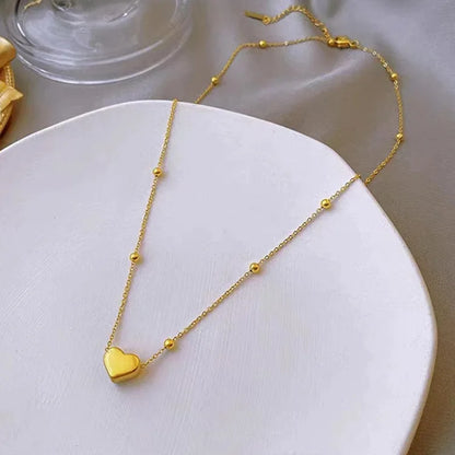 316L Stainless Steel Gold Color Heart Love Chain Necklace Bracelets For Women Girl New Fashion Non-fading Jewelry Set