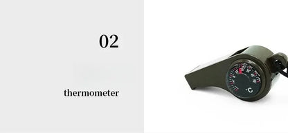 3 in 1 Camping Hiking Emergency Survival Whistle with Compass,Thermometer,Outdoor Whistle Camping Tools ArmyGreen Color