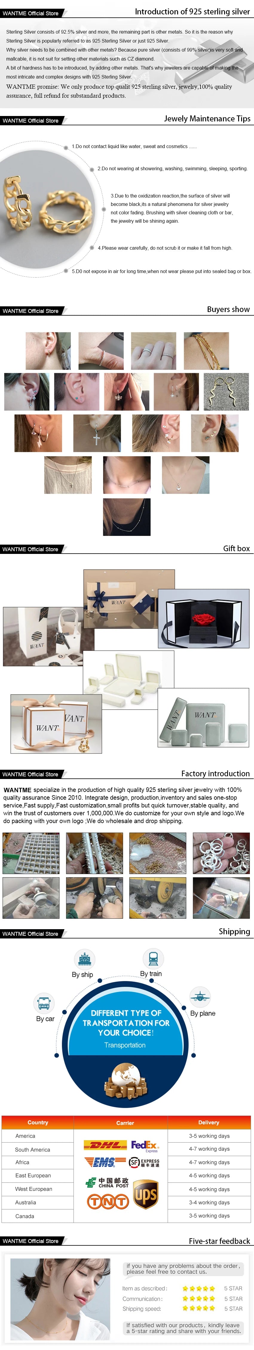 WANTME Genuine 925 Sterling Silver Simple Link Chain Punk Ear Buckle for Women Unisex Hip Hop Earrings Jewelry Accessories 2021