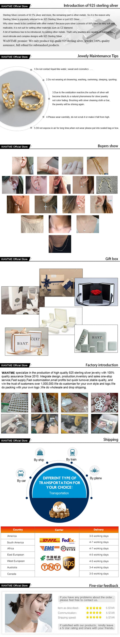 WANTME Genuine 925 Sterling Silver Simple Link Chain Punk Ear Buckle for Women Unisex Hip Hop Earrings Jewelry Accessories 2021