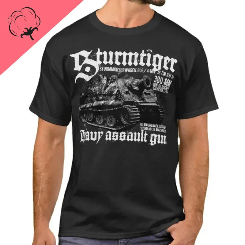 2024 WW2 German Sturmtiger Assault Tiger  Gun Panzer 100%cotton T-Shirt. Summer Mens T Shirt New SX-4XL