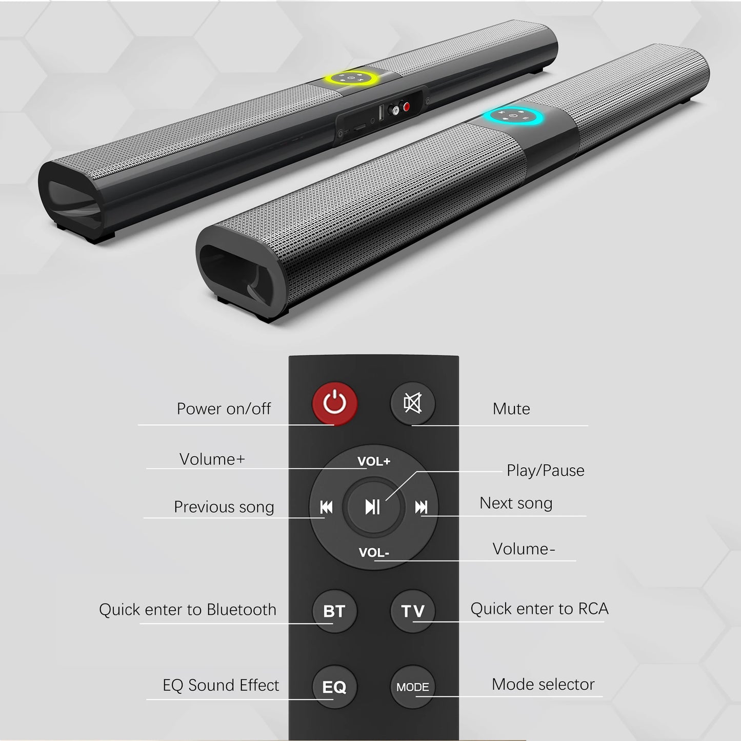 Wireless Soundbar Bluetooth Sound Bar Music System Super Powerful Speaker Wired Surround Stereo Home Theater TV Caixinha De Som