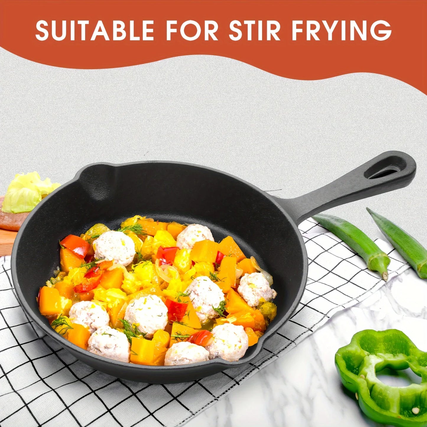 [Durable Cookware] Black Cast Iron Skillet Set - 3pcs, Durable, Dishwasher Safe - Everyday Cookware