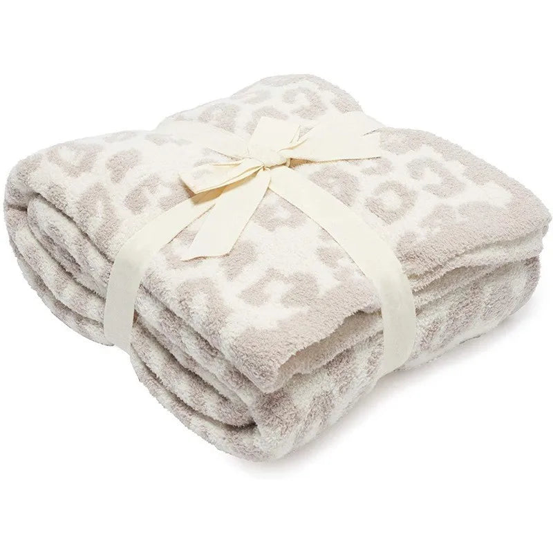 Super Soft Leopard Print Blanket, Warn Knitted Fleece Blanket, Sofa Nap Lightweight Blanket