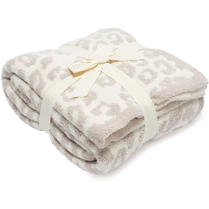 Super Soft Leopard Print Blanket, Warn Knitted Fleece Blanket, Sofa Nap Lightweight Blanket