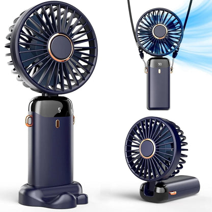 Portable handheld fan with high battery life and infinite speed regulation 90 ° adjustable, rechargeable mini cute small fan