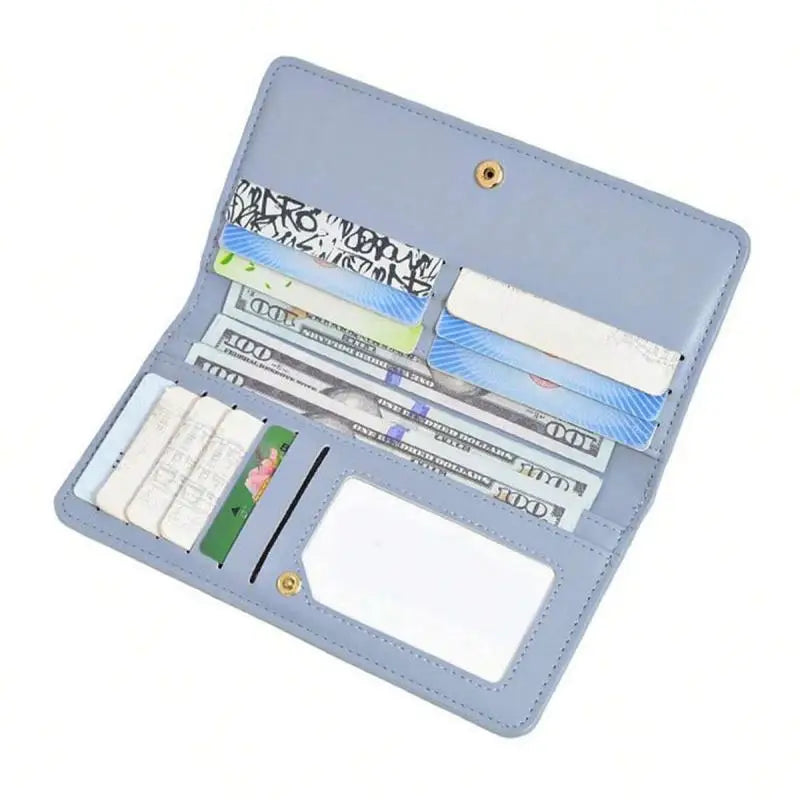 RFID Blocking Ultra-Thin Wallet for Women, Multi-Card Check Credit Card Bag, Multi-functional Zipper Buckle, Long Fashion wallet