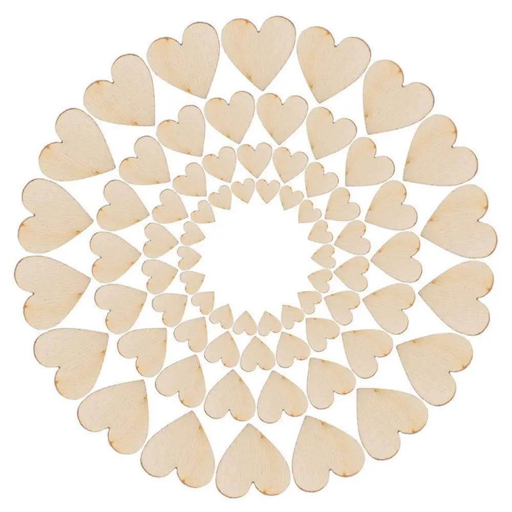 100Pcs Wooden Love Heart Table Scatter DIY Crafts Accessories Wedding Decoration Accessories Cute Home Sewing Accessories