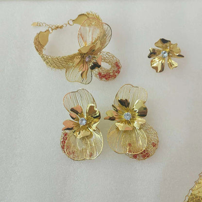 Earrings and Necklace Jewelry Set Women Elegant Micro Inlaid Crystal Jewellry Gold Plated Choker New Bohemian Italy Party Gift