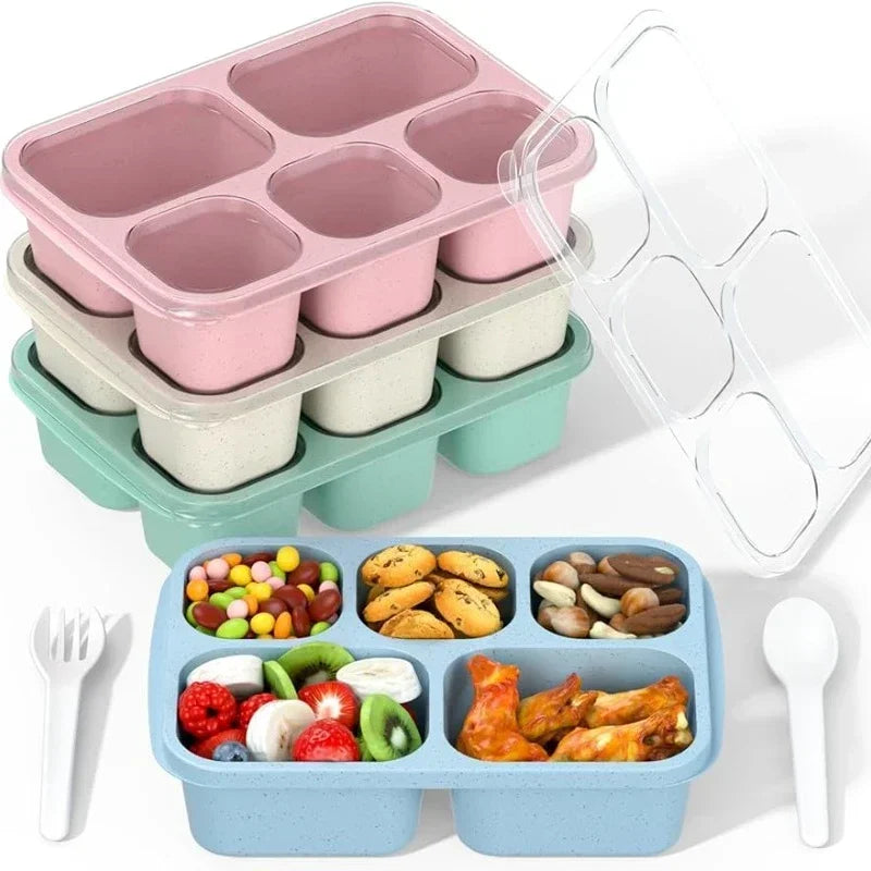 Lunch Box Meal Prep Container for Kids, Reusable Food Storage Snack Containers Stackable for School, Work, and Travel