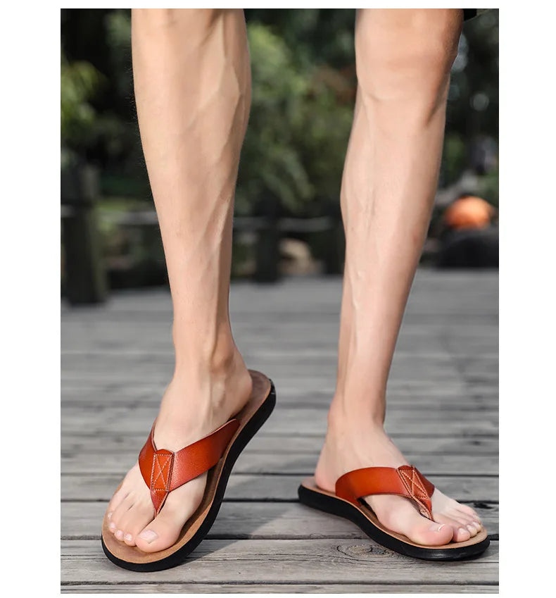 Flip Flops Men Slippers 2025 Summer New Outdoor Wear-Resistant Non-slip Male Shoes Beach Fashion WaterProof Flat Sandals for Men