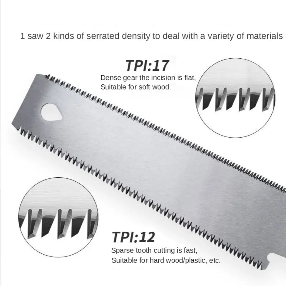 310MM Steel Saw Double Edged Japanese Pull Saw Flexible Blade Hand Saw for Woodworking Cutting Saw
