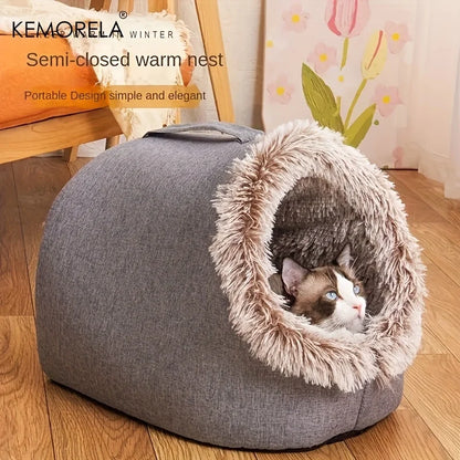KEMORELA Cat Bed Comfortable Pet Sleeping Bed, Portable Cat Bed Warm And Thickened Pet Bed With Handle Portable Cat Bed