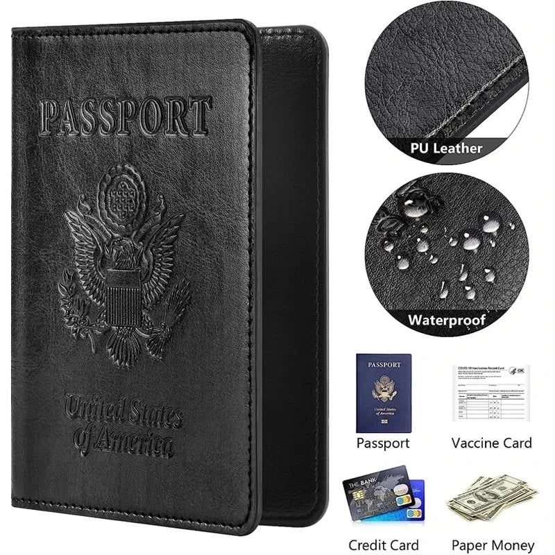 Passport Holder Cover Wallet Travel Essentials RFID Blocking Leather Card Case International Travel Must Haves Travel Accessorie