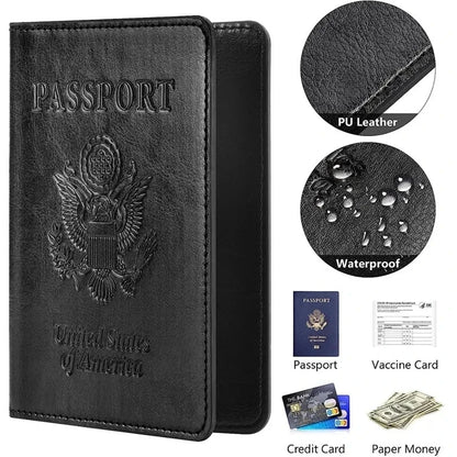 Passport Holder Cover Wallet Travel Essentials RFID Blocking Leather Card Case International Travel Must Haves Travel Accessorie