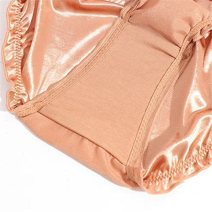Luster Satin Underwear Women Full Briefs Sexy Ladies Smooth Silk Panties Ropa Interior Femenina Bragas Mujer
