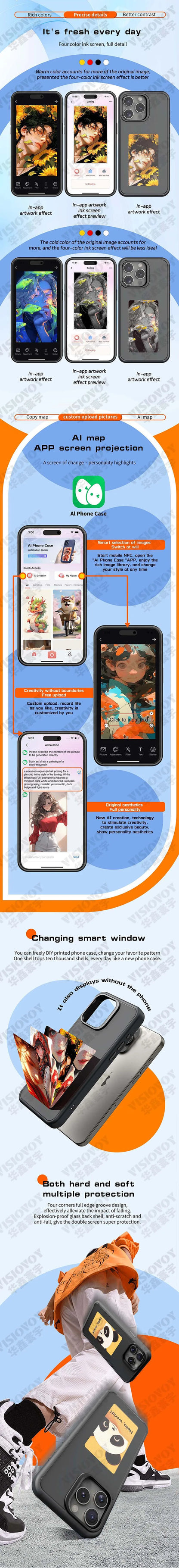 New Trendy Phone Cases That Supports DIY Photo Transfer Via NFC Phone Cases for IPhone 15 14 13 Pro Max Battery Free Phone Funda