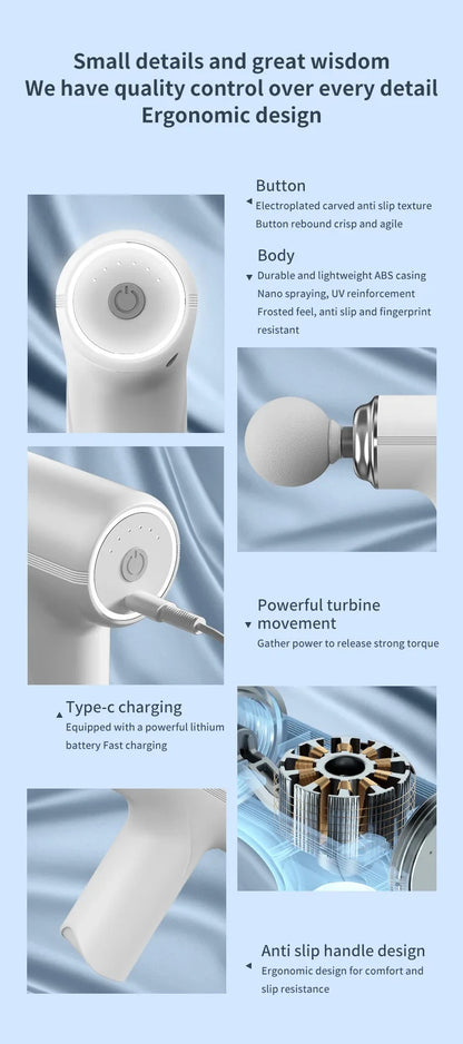 Portable AI Fascial Massage Gun Electric Percussion Massager Body Relaxation With 4 Replaceable Massage Head LED Night Light