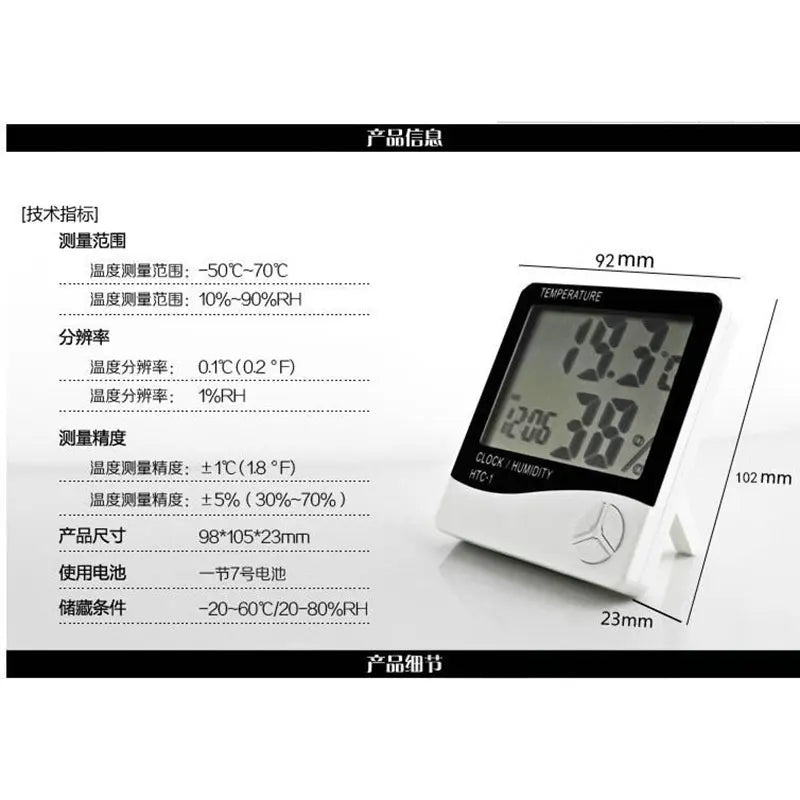 Lash Grafting LCD Digital Thermometer Hygrometer Temperature Humidity Tester Weather Station Clock For Eyelash Extension Makeup