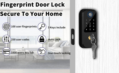 Smart Deadbolt Lock with Keypad, Fingerprint Door Lock, Keyless Entry Door Lock Door Auto Digital Electronic Lock for home