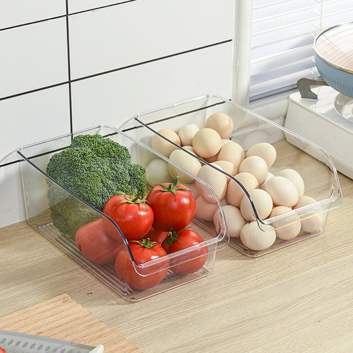 Clear Refrigerator Bins for Organized Pantry Storage Versatile And Durable Fridge Can Organizer And Food Storage Box