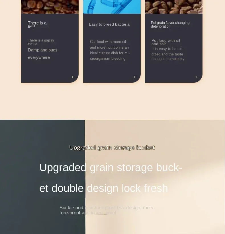 Large Dog Food Storage Bucket Pet Food Storage Bucket Food Seal Moisture-proof Cat Dry Food Bucket Storage Box Pet Dog Feeders