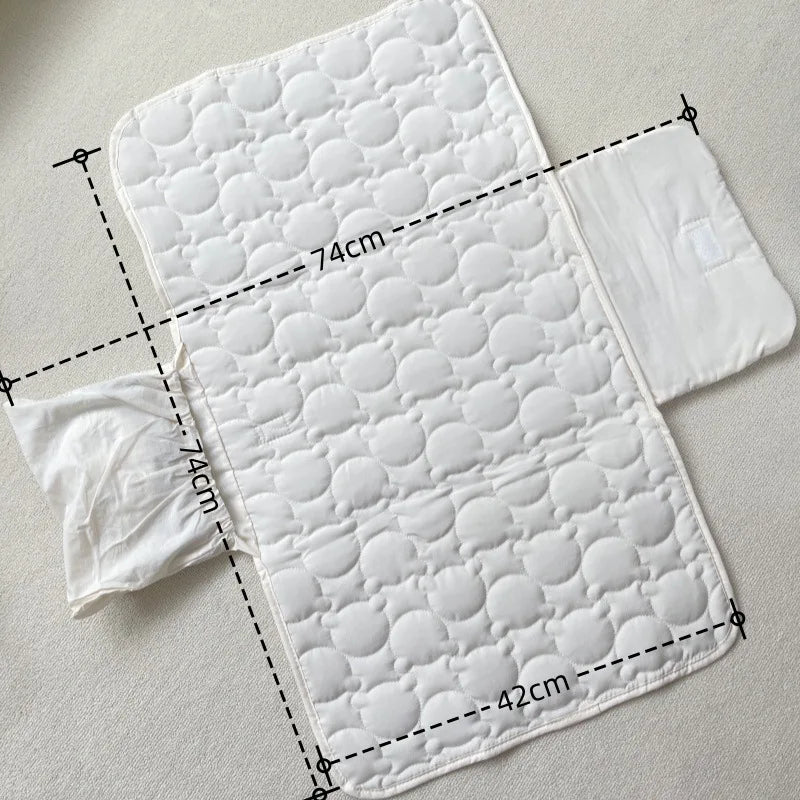 Portable Infant Baby Changing Pad Beige Color Cartoon Bear Newborn Dipaer Changing Pad Cover Outdoor Fold Baby Changing Mat