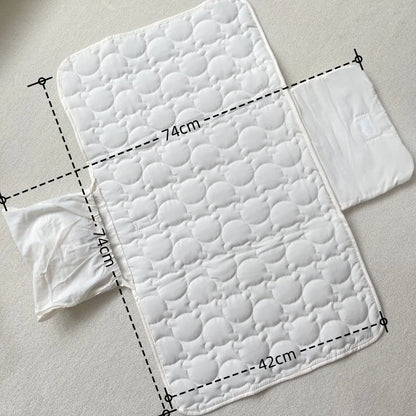 Portable Infant Baby Changing Pad Beige Color Cartoon Bear Newborn Dipaer Changing Pad Cover Outdoor Fold Baby Changing Mat