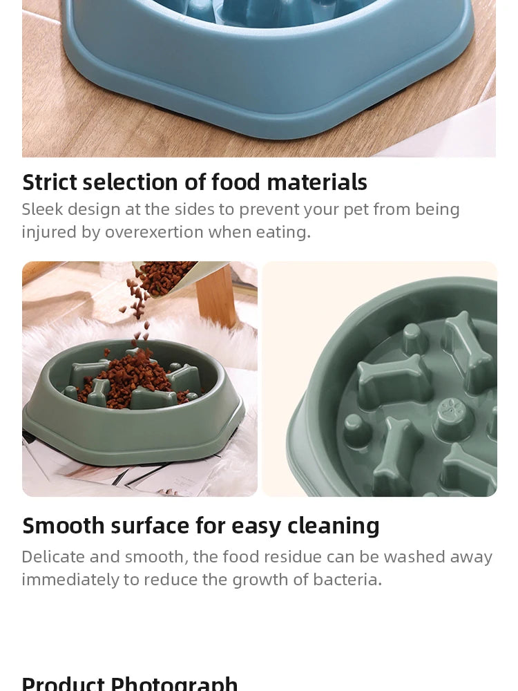 Pet Slow Food Bowl Anti-choking Feeder PP Plastic Dish Bowl Home Dog Eating Plate Anti-gulping Feeding Supplies