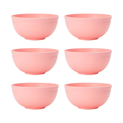 4/6/8pcs Pink cereal bowl Reusable household plastic dinner bowl can hold food dessert cereal outdoor camping bowl