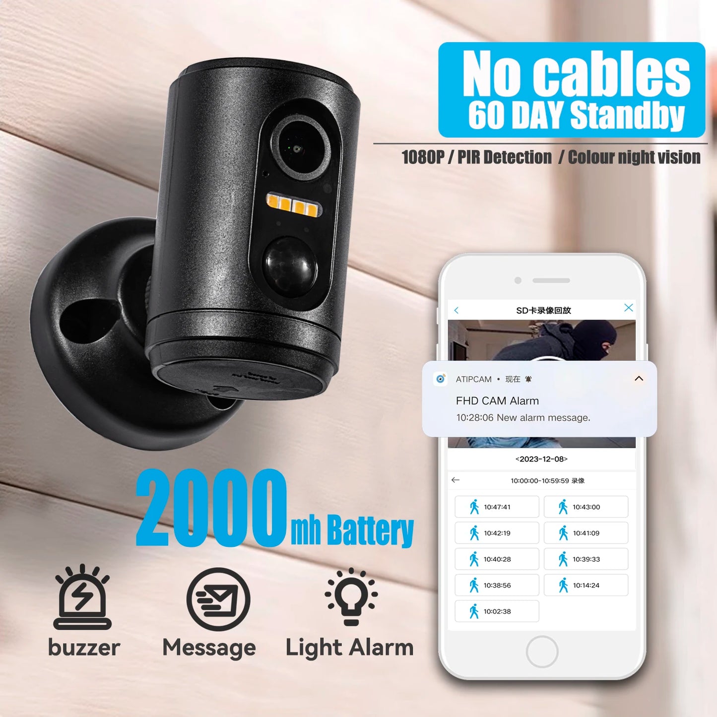 1080P Solar Mini Camera Wifi Recharge Battery Indoor PIR Human Detection Wireless CCTV Surveillance IP Home Alarm Video Cameras