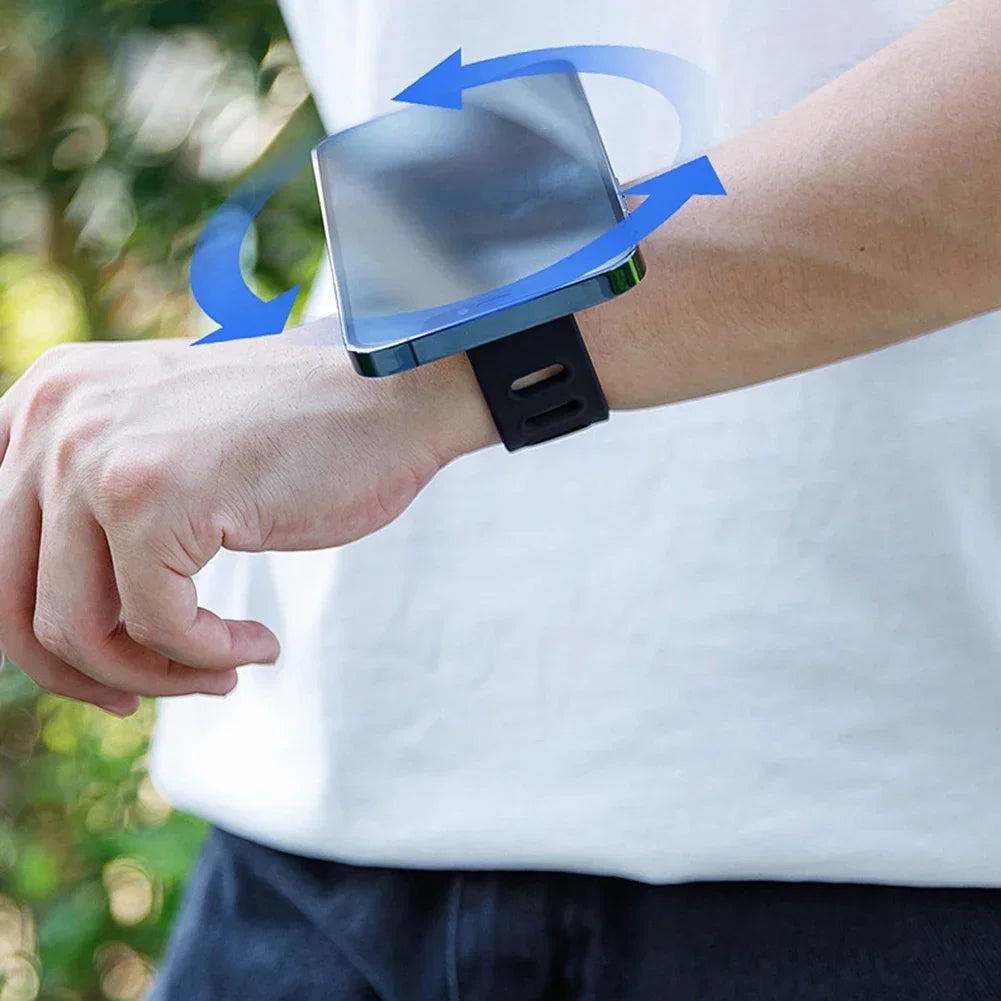 Double Sided Magnetic Phone Mount for Wrist Secure Hands Free Bracket Running Jogging Gym Fitness Driving Car Live Video Vlog