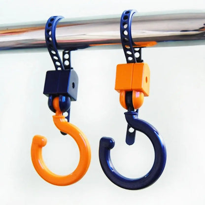 10Pcs Practical Dopamine Baby Stroller Hook Non-Marking Hanging Car Seat Hooks Foldable Rotating Shopping Pram Hook Closet