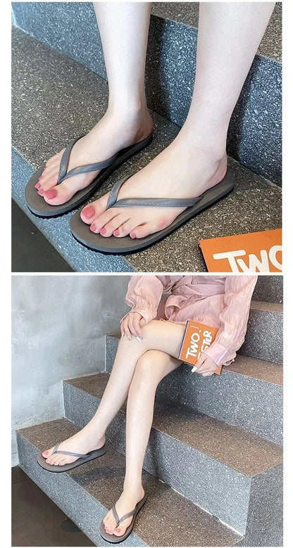 1Pair Flip-flops Women's Summer Slippers for Women Non-slip Ins Outdoor Casual Beach Sandal Women Fashion Outerwear Flip Flops