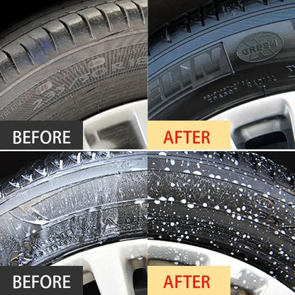 Black Wet Look Tire Shine Dressing -Automotive Clear Coat Tire Dressing Spray for Glossy Wet Tire Look, Vinyl & Plastic, with UV