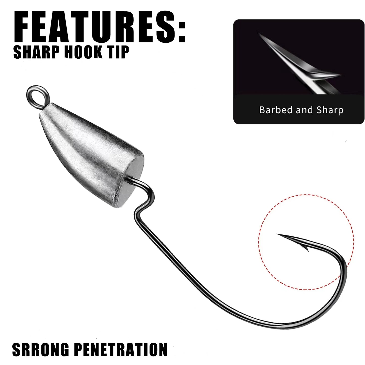 Jighead Fishhooks 10Pcs/lot 5g 7g 10g Worm Fishing Hook Soft Lure Jig Head Hooks Artificial Bait Fishing Tackle Pike Fish.