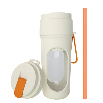 Portable Electric Juicer Blender With Straw 450ML Wreless Juicer Mini Juicing Cup USB Charging 12 Blades Gift Sport Lid