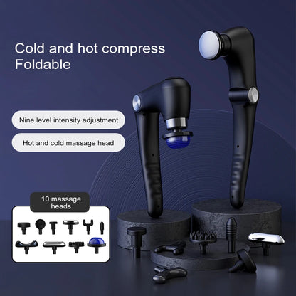 Portable Foldable Massage Gun Heat Cold Head Rotatable Design Professional Handheld Massager Whole Body Back Neck Muscle