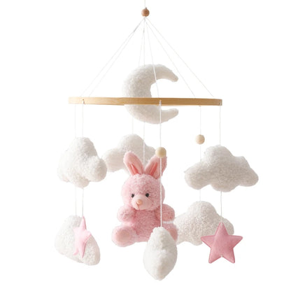 Baby Crib Mobile Rattle Toy 0-12Months Infant Soft Felt Teddy Velvet Pink Bear Bed Bell Hanging Toy Holder Bracket Crib Girl Toy